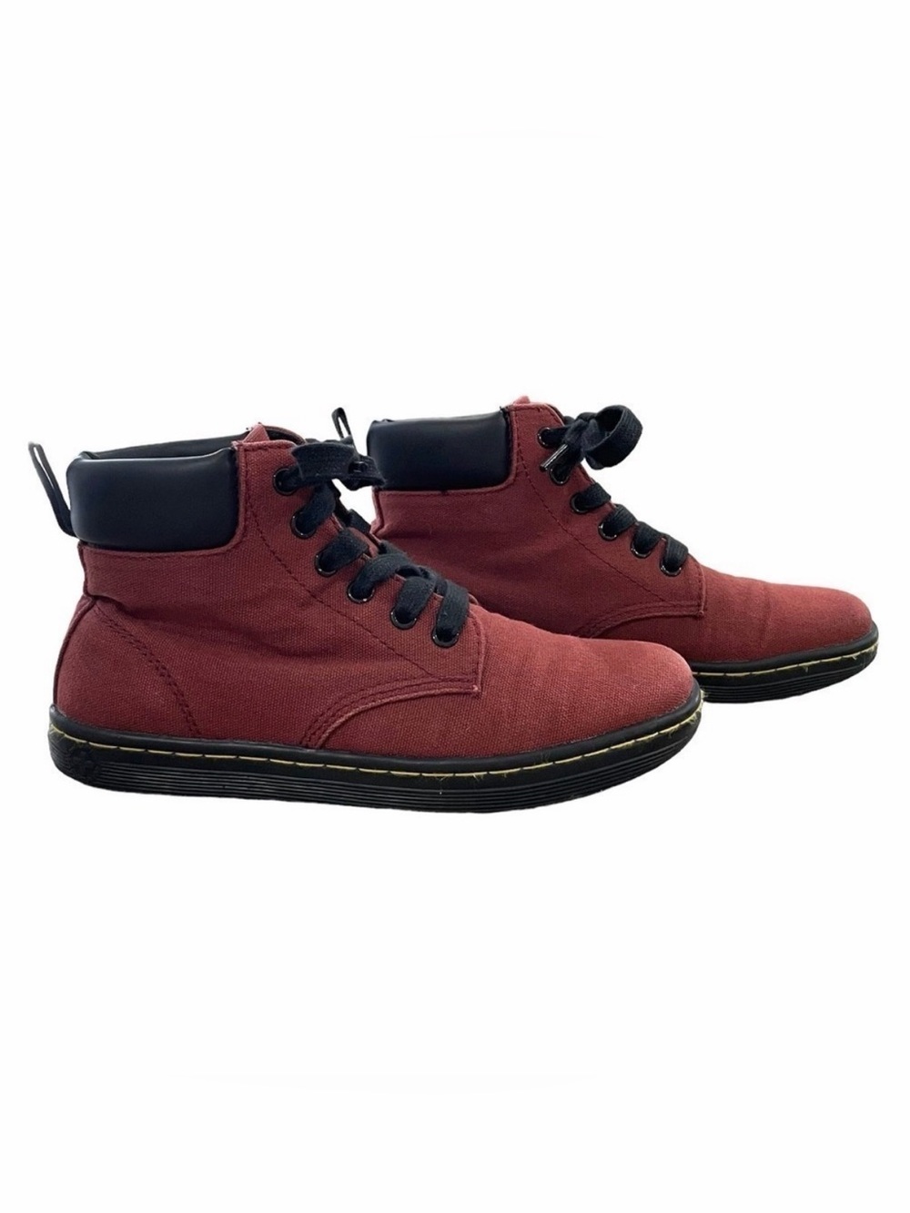 Dr. Martens Maelly Canvas Maroon Lace-Up High Top Shoes Size 6 Edgy Punk Grunge